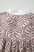 Leaf Print Standing Collar Puff Sleeve Viscose Blend Blouse