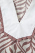 Leaf Print Standing Collar Puff Sleeve Viscose Blend Blouse