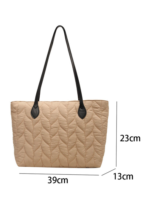 Leaf Stitch Quilted Nylon Puffer Shoulder Bag