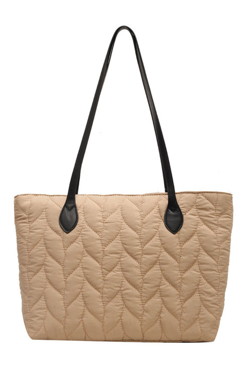 Leaf Stitch Quilted Nylon Puffer Shoulder Bag