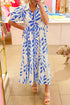 Leafy Botanical Print Side Tie Button Down Maxi Dress