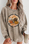 Leaves Hayrides Bonfires Graphic Corded Crewneck Sweatshirt