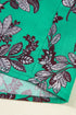 Leaves Print Contrast Trim V Neck Puff Sleeve Blouse