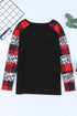 Leopard And Plaid Print Off Shoulder Long Sleeve Top