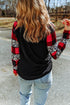 Leopard And Plaid Print Off Shoulder Long Sleeve Top