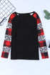 Leopard And Plaid Print Off Shoulder Long Sleeve Top