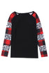 Leopard And Plaid Print Off Shoulder Long Sleeve Top