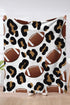 Leopard And Rugby Football Print Flannel Throw Blanket