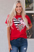 Leopard And Stripe Heart Graphic Crew Neck Tee