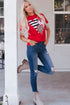 Leopard And Stripe Heart Graphic Crew Neck Tee