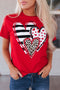 Leopard And Stripe Heart Graphic Crew Neck Tee