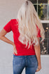 Leopard And Stripe Heart Graphic Crew Neck Tee