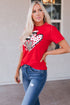Leopard And Stripe Heart Graphic Crew Neck Tee