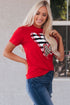 Leopard And Stripe Heart Graphic Crew Neck Tee