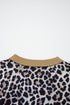 Leopard And Stripe Patchwork Pocketed Three Quarter Sleeve Top