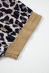 Leopard And Stripe Patchwork Pocketed Three Quarter Sleeve Top