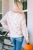 Leopard And Stripe Patchwork Puff Sleeve Knit Top