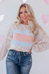 Leopard And Stripe Patchwork Puff Sleeve Knit Top