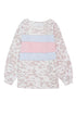Leopard And Stripe Patchwork Puff Sleeve Knit Top