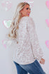 Leopard And Stripe Patchwork Puff Sleeve Knit Top