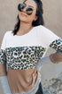 Leopard And Stripe Print Spliced Long Sleeve Top