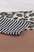 Leopard And Stripe Print Spliced Long Sleeve Top
