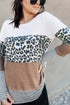 Leopard And Stripe Print Spliced Long Sleeve Top