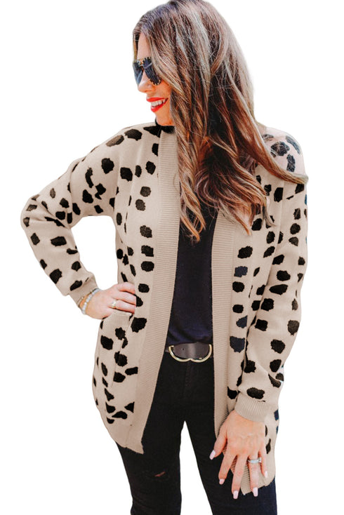 Leopard Animal Spotted Pattern Open Front Cardigan
