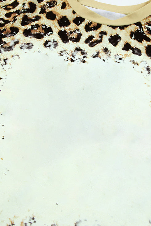 Leopard Bleached O-Neck Short Sleeve T Shirt