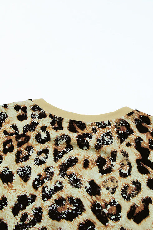 Leopard Bleached O-Neck Short Sleeve T Shirt