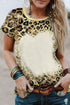 Leopard Bleached O-Neck Short Sleeve T Shirt