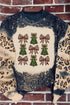 Leopard Bow And Tree Graphic Acid Wash Sweatshirt