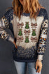 Leopard Bow And Tree Graphic Acid Wash Sweatshirt
