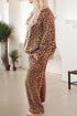 Leopard Bow Embroidered Pullover Wide Leg Pant Set