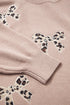 Leopard Bow Embroidery Drop Shoulder Tunic Sweater