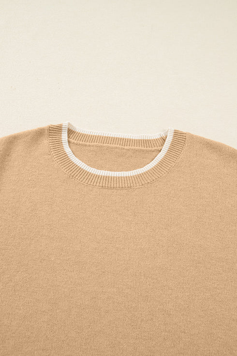 Leopard Bow Split Cuff Relaxed Knit Plus Sweater