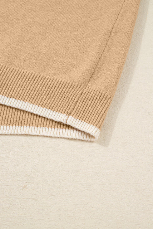 Leopard Bow Split Cuff Relaxed Knit Plus Sweater