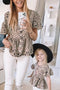 Leopard Button Front Ruffled Family Matching Mom'S Tunic Top