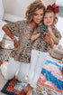 Leopard Button Front Ruffled Family Matching Mom'S Tunic Top