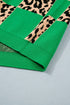 Leopard Checkered Contrast Short Sleeve Plus Size Sweater