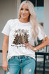 Leopard Christmas Tree Graphic Print Crew Neck T Shirt