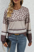 Leopard Color Block Crewneck Long Sleeve Top