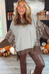 Leopard Color Block Patchwork Dolman High Low Sweatshirt