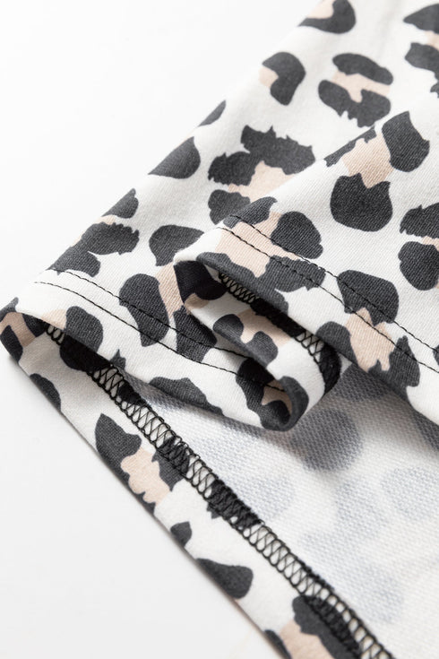 Leopard Color Block Patchwork Long Sleeve Top