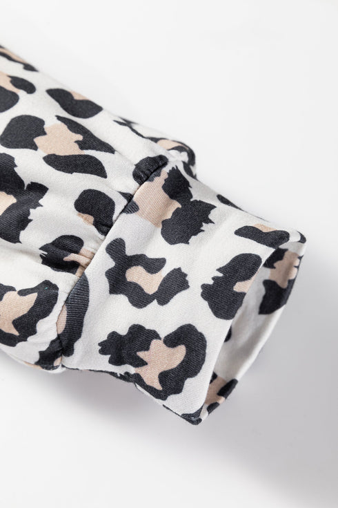 Leopard Color Block Patchwork Long Sleeve Top