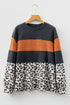 Leopard Color Block Patchwork Long Sleeve Top