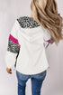 Leopard Color Block Pockets Zip-Up Hooded Jacket
