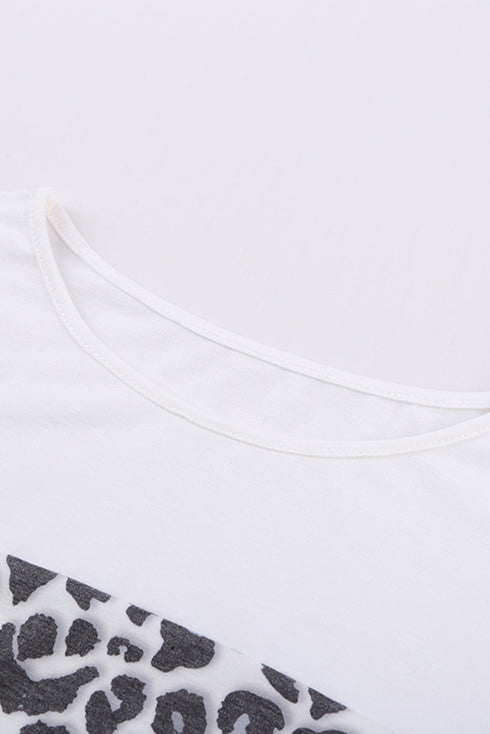 Leopard Color Block Short Sleeve Tee