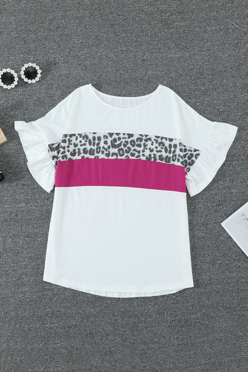 Leopard Color Block Short Sleeve Tee