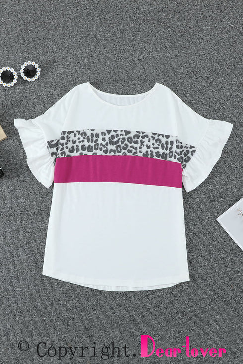 Leopard Color Block Short Sleeve Tee
